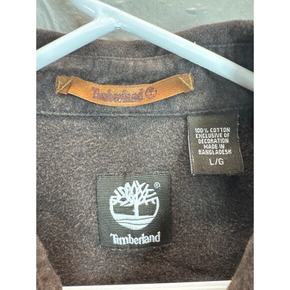 Timberland Mens Long Sleeve Brown Button Up Fleece Shirt Cabincore Size Large - Picture 4 of 5